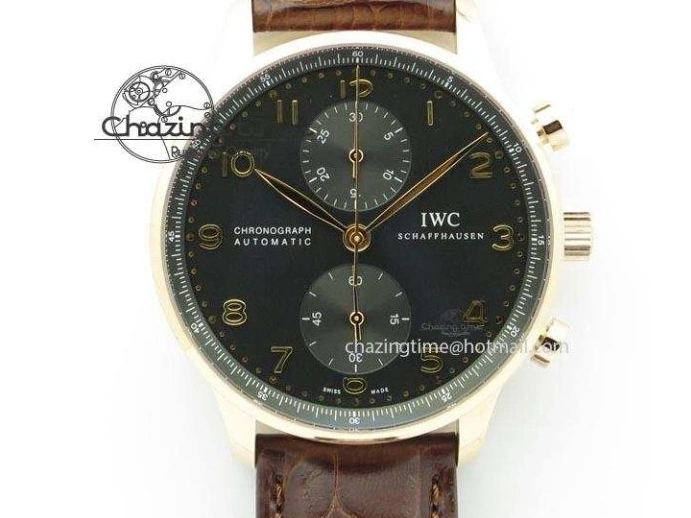 MIROTIME 0209 Portuguese Tourbillon IW504602 RG ZF Best Edition White Dial on Brown Leather Strap Stretchable 7178